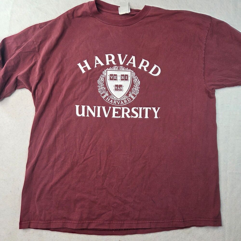 Champion Harvard University T-Shirt XXL Maroon College Logo Tee Y2K